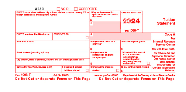 Sample 1098T Tax Form