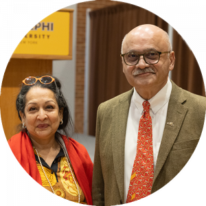 Swati and Bharat Bhisé pictured together at and Adelphi University event.