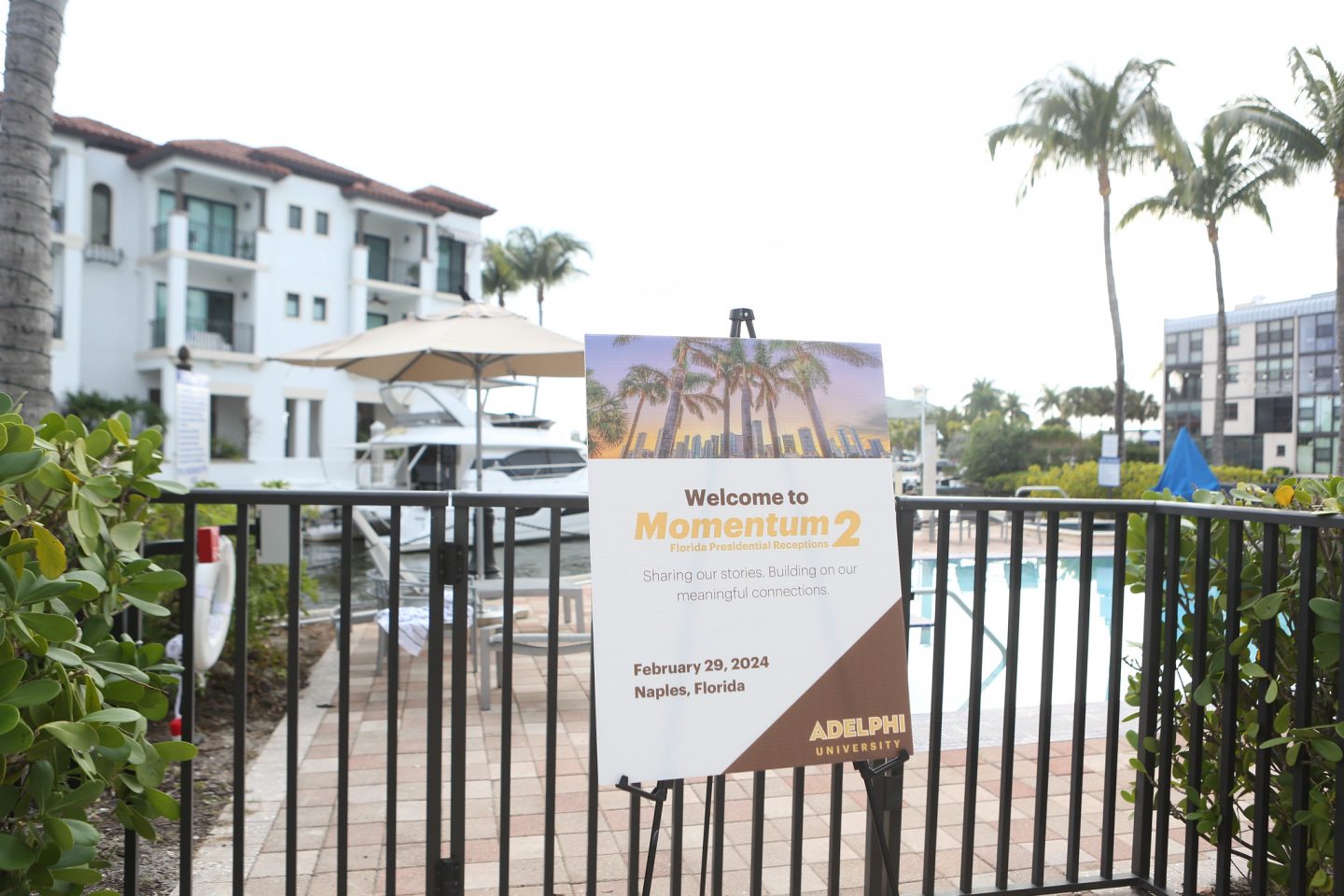 Palm trees and warm breezes welcomed Adelphi’s guests.