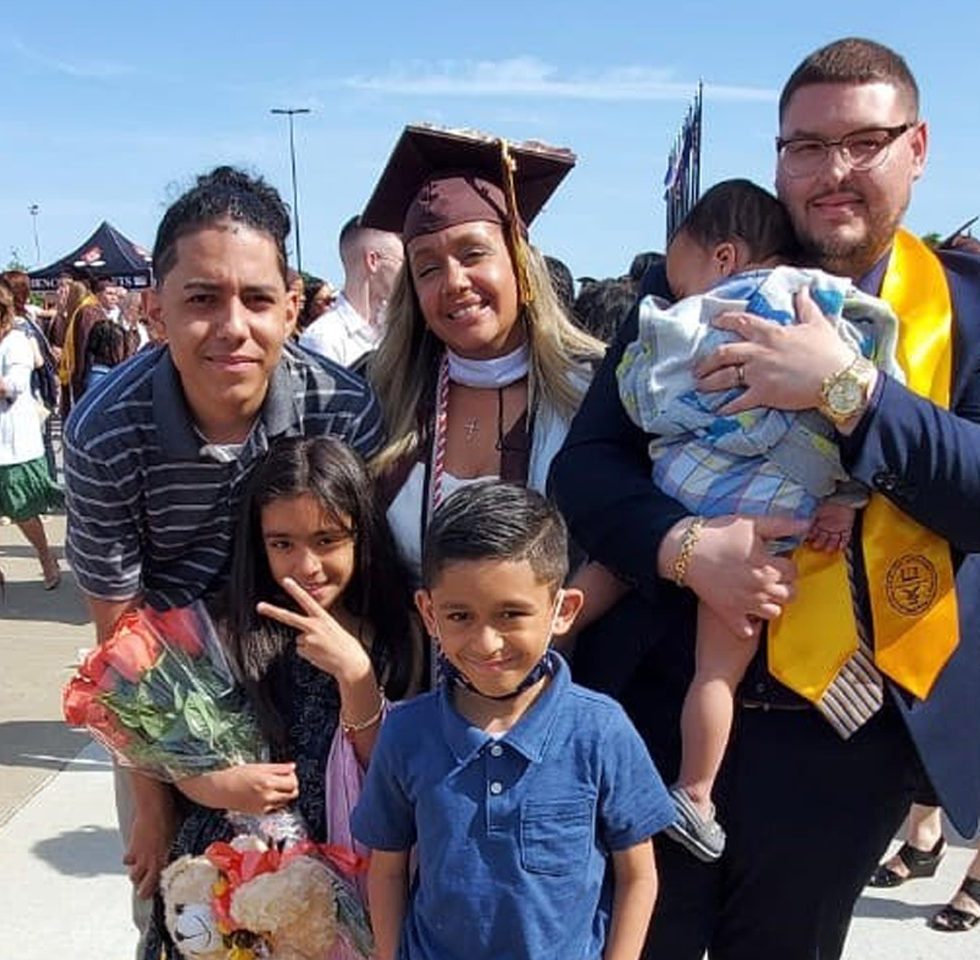 Barrionuevo during graduation with her family
