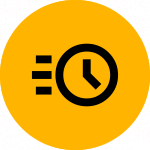 Icon showing the concept of accelerated with a clock moving quickly
