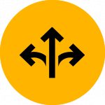 Icon showing the concept of flexibility with multiple routes.