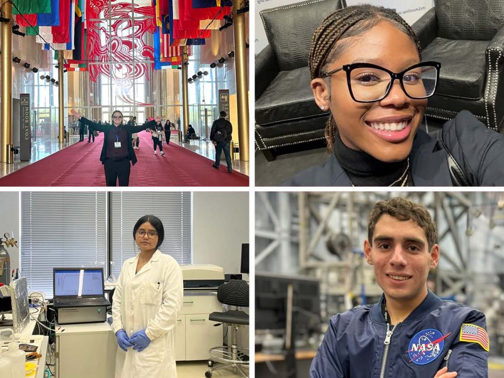 A collage of four students: two male, two female.