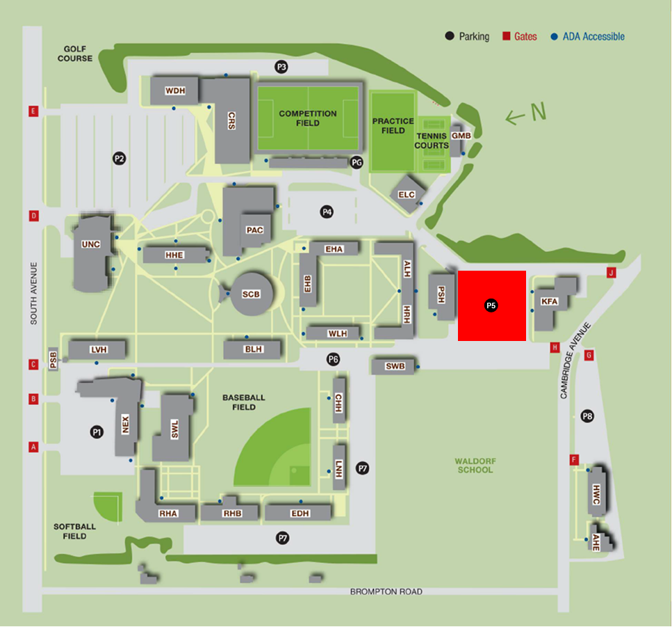 Detailed breakdown map of Adelphi Campus