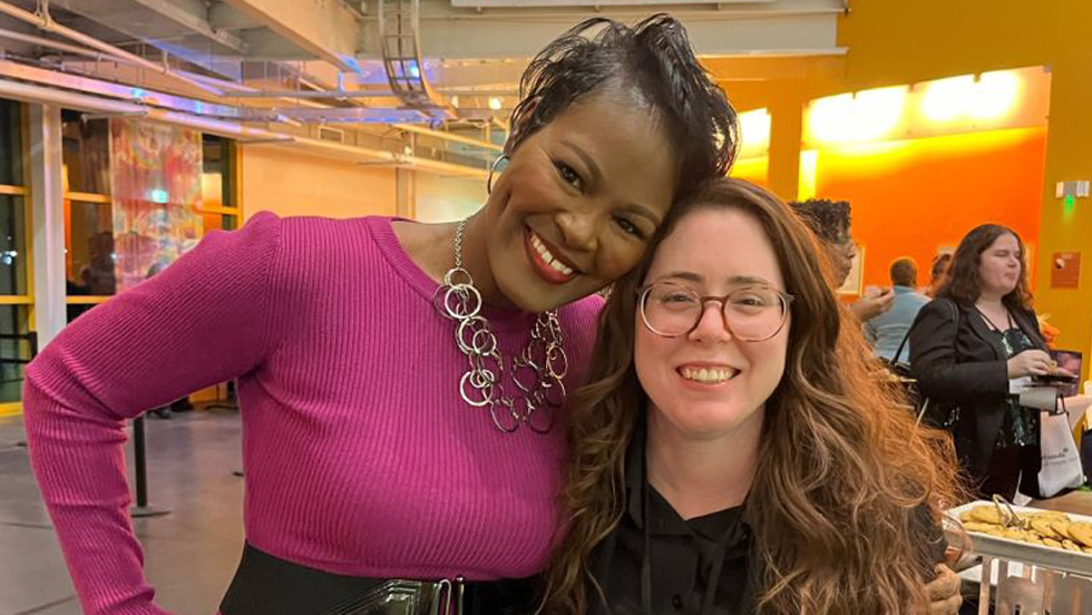 Beth Ann Balalaos '15, MA '16, next to her mentor Bernadine Waller, MA '10, PhD'21, at the Long Island Children's Museum