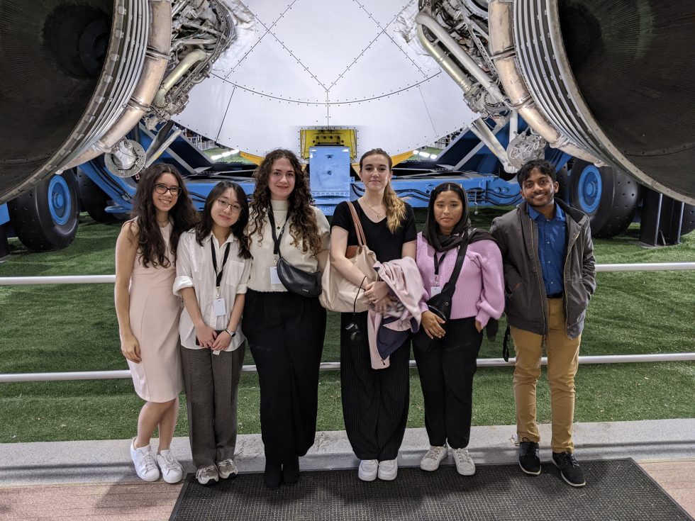 Students posing in Rocket Park.