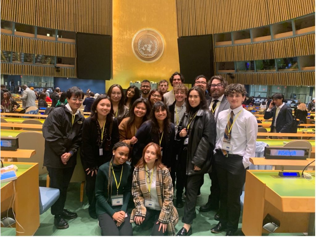 Adelphi students at the United Nations Association Global Engagement Summit, held in the General Assembly Hall at the United Nations.